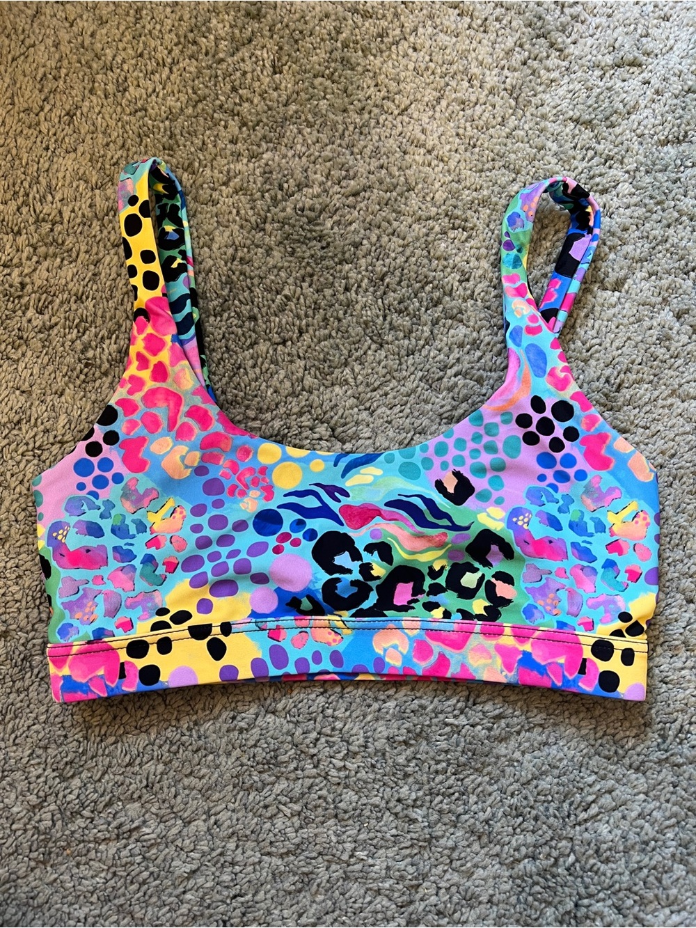 Infamous Swim x Kasey Rainbow Gia Bikini Top in Electric Leopard size M